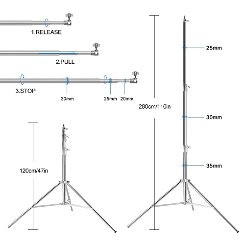 Photo Video Studio Backdrop Stand, 9.19ft Stainless Steel Backdrop Support System Background Stand with Carry Bag for Portrait & Studio Photography - size: 9.8×9.2ft(W×H)