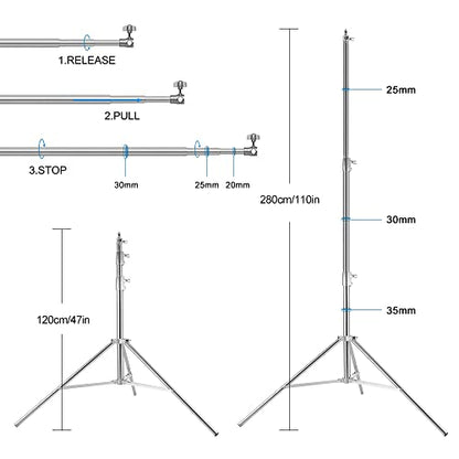 Photo Video Studio Backdrop Stand, 9.19ft Stainless Steel Backdrop Support System Background Stand with Carry Bag for Portrait & Studio Photography - size: 9.8×9.2ft(W×H)