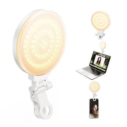 Clip on Ring Light,Webcam Light,360° Rotatable Clip-on LED Light with 100 Beads,Full Screen Bright Lighting for Video Conference,Live Streaming,Selfie,iPhone,Makeup,Portable & Rechargeable