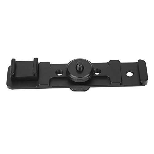 Camera Dual Hot Shoe Extension Bar Mount Bracket, Premium Aluminum Alloy Durable Photography Accessory for DSLR Mirrorless Cameras Black,