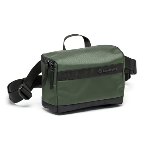Manfrotto Street Belt Bag, Waist Bag, for Mirrorless Camera, Vlogging Kit, Shoulder Camera Case, Photography Accessories for Content Creator, Colour Green - size: 22 x 14 x 7 cm