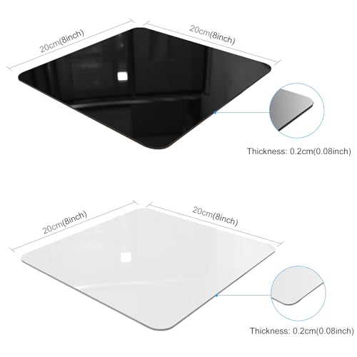 PULUZ 8 x 8 Inch Acrylic Poster Boards for Photography, Square White & Black Reflective Display Table Riser Backdrops for Professional Product Photography and Table Top Photography Shooting - size: 8*8 Inch