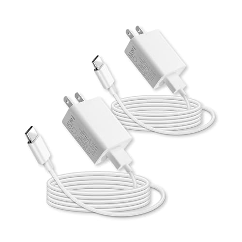 2 Pack USB A to USB C Charger Cable Fit for Wyze Cam Pan V4/V2,WYZE Duo Cam Pan,Wyze Battery Cam Pro,Wyze Cam V1/V2/V3/OG/OG Telephoto Camera Flat Type C Cable,10FT USB C Charging Cord White