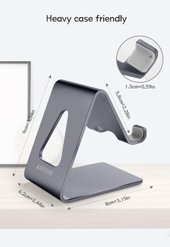 Aoviho Cell Phone Stand Desk Phone Holder - Aluminum Mobile Phone Cradle Dock for iPhone 15 14 13 12 pro 11 X Xs max 8 7 6 6s Plus SE 5 Samsung All Smart Phones, Dark Gray - color: Dark Gray