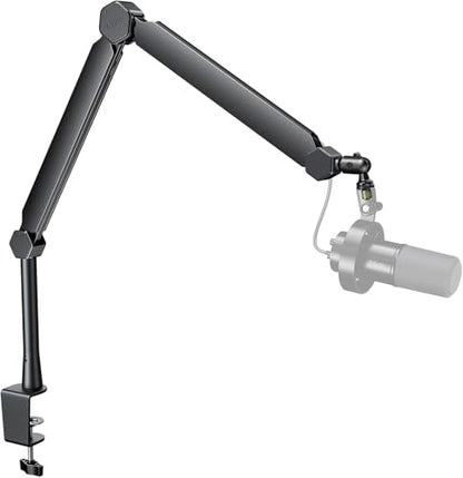 FIFINE Mic Boom Arm, Microphone Stand with Cable Management Channels, Extension Tube, Desk Clamp, Thread Adapter, Fully Adjustable Metal-Built Podcast Mic Arm for Streaming Gaming Recording-BM66T - size: BM66T Black（With Extension Tube)
