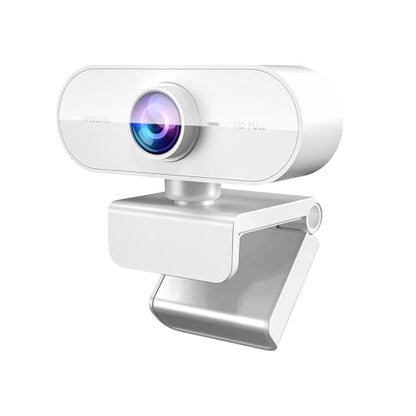 Webcam 1080P HD,Web cam with Microphone, Noise Cancellation, Wide-Angle Lens, Auto Light Correction, Plug & Play USB Webcam for Laptop, Desktop, PC, Mac, Zoom, Skype, Streaming,White