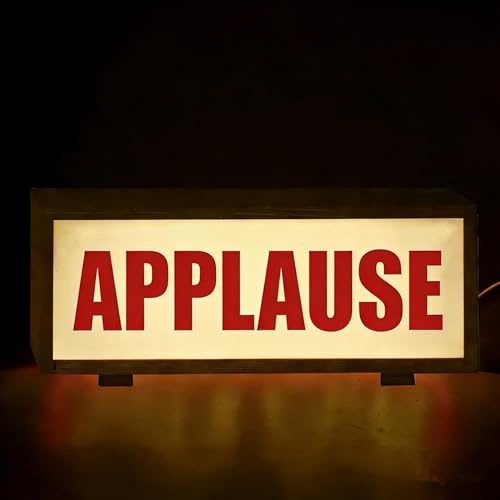 APPLAUSE LED Light Sign, Retro USB Powered Illuminated Studio Sign, Wooden Frame Lightbox for Live Streaming, Podcast Recording, Content Creation and Streamer Decor, Audience Engagement Notification - color: APPLAUSE