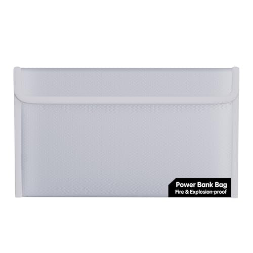 Fireproof Lipo Battery Bag,10.7"×6.3", Silver | Explosion-Proof Lithium Pouch, Power Bank Storage Charging & Storage Organizer