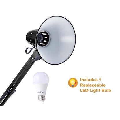 Bostitch Office VLF100F Swing Arm Metal Floor Lamp, 72" Tall with Multi-Joint Adjustment, Includes Replaceable LED Bulb (VLF), Black - style: Floor, Black