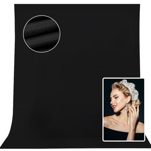CPLIRIS 10x8ft Black Backdrop Background for Photography, High Density Polyester Fabric Photo Backdrop Curtain for Portrait Photoshoot, Party and Video - color: Black, size: 10x8ft