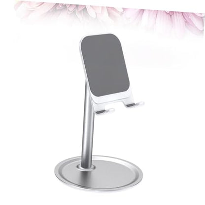 KALLORY Metal Phone Holder for Desk Adjustable Tablet Stand for Tablets Flexible Lazy Bracket Compatible Smartphones Space-Saving Design White - color: White