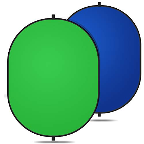 Yesker 5ft x 6.5ft Chromakey Backdrop, 2-in-1 Background Screen Green and Blue Screen, Foldable Backdrop for Photography, Gaming and Live Streaming - size: 5x6.5ft Chromakey Backdrop