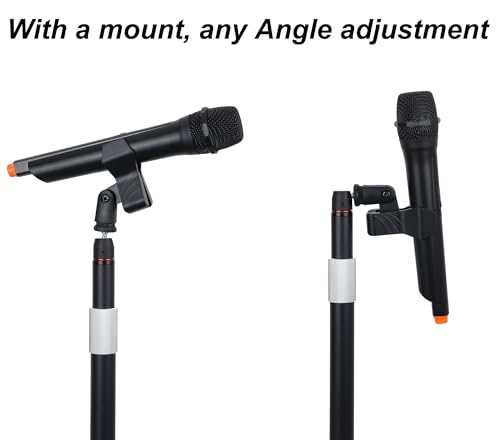 Mic Stand Floor Microphone Stand with Heavy Weighted Base, Adjustable Height from 18" to 63", Singing Stand with Mic Holder, Cable Clips - color: Black