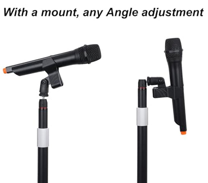 Mic Stand Floor Microphone Stand with Heavy Weighted Base, Adjustable Height from 18" to 63", Singing Stand with Mic Holder, Cable Clips - color: White