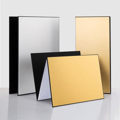 Meking 12" x 8" Light Reflector, 4 in 1 Photography Reflector Cardboard, Folding Light Diffuser Board for Food and Product Photography Lighting - White/Black/Glod/Silver - size: 1PCS 12x8"
