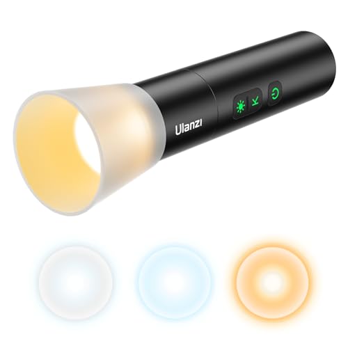 ULANZI LM07 LED Photography Flashlight, Handheld Videography Fill Light Spotlight 2000K-5500K-8000K Bi-Color Zoomable 2000mAh Rechargeable Portable Video Light for Photo, Video, Content Creation - size: Bi Color