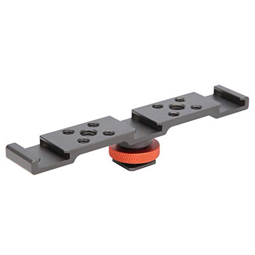 3 in 1 Hot Shoe Mount Adapter, Camera Hot Shoe Bracket with Multiple Screw Holes, Aluminum Alloy Extension Bar for Camera Mobile Phone Rabbit Cage (Gray) - color: Gray