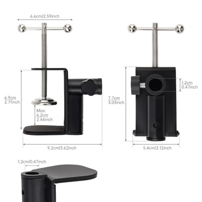 C-Clamp Base Stand Mounting Accessory, Metal Table Mount Desk Clamp for Desktop Lamp Monitor Microphone Mic Arm Stand (12mm/0.47" Dia Hole)
