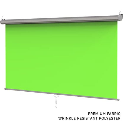 【Wider Style】 KHOMO Gear Green Screen 84 x 84 inch – Extra Large Pull Down Backdrop – Portable Collapsible Roll Down Projector Screen – Green Screen for Video, Streaming, and Photography - color: Green - Grey Metal Frame