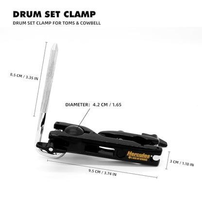 Drum Set Clamp, Cowbell Clamp, Special Effects Drum Clamp with Universal Ball, Drum Clamp Be Used for Toms, Cowbells,Small Percussion Instruments, Percussion Instrument Accessories.