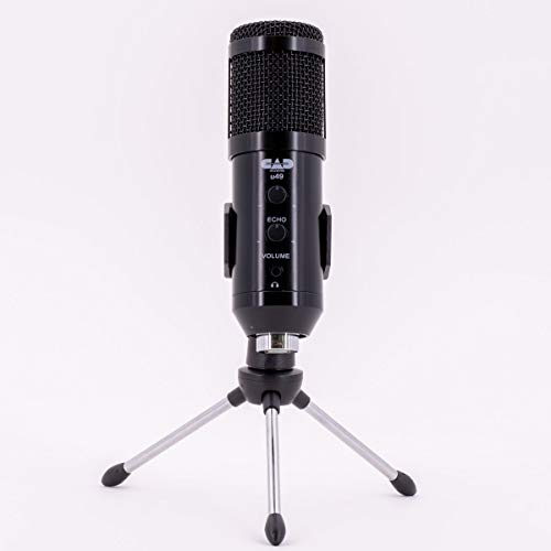 CAD Audio U49 USB Large Format Side Address Studio Microphone with Headphone Monitor and Echo,Black - style: U49