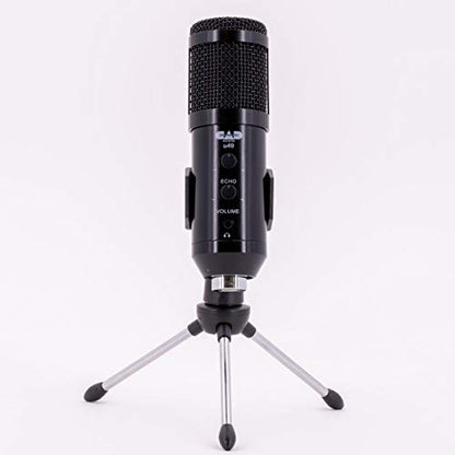 CAD Audio U49 USB Large Format Side Address Studio Microphone with Headphone Monitor and Echo,Black - style: U49