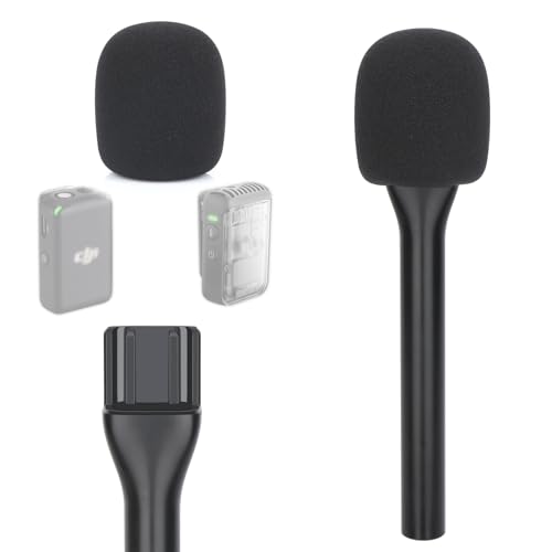 YOUSAHRES Interview Microphone Handheld Adaptor for DJI Mic 1/2, Mic Holder Stand Lavalier Interview Mic for DJI Wireless Microphone - color: DJI mic holder mic cover