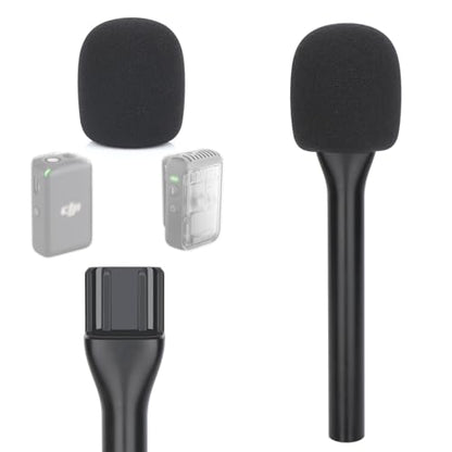 YOUSAHRES Interview Microphone Handheld Adaptor for DJI Mic 1/2, Mic Holder Stand Lavalier Interview Mic for DJI Wireless Microphone - color: DJI mic holder mic cover