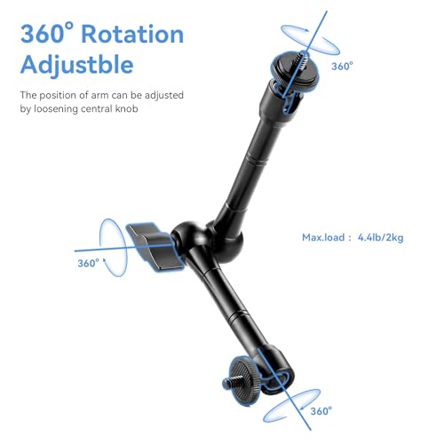 UTEBIT 11" Magic Arm Clamp with Super Clamp | ARRI 1/4" Thread, ARRI 3/8" Thread - size: 11inch