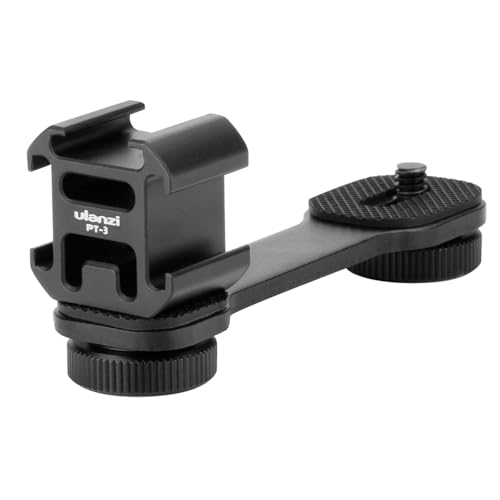 ULANZI PT-3 Triple Cold Shoe Mounts Plate Microphone Led Video Light Extension Bracket Microphone Stand Rig Compatible for DJI OSMO Mobile 3 2 OM 4 Zhiyun Smooth 4/Feiyu Vimble 2 Gimbal Stabilizer