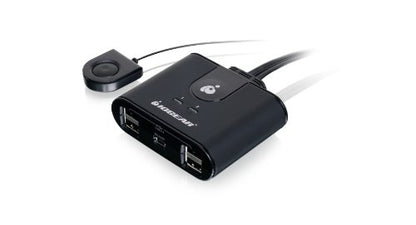 IOGEAR USB 2.0 2x4 Peripheral Switching Hub - 2 PC Share To 4 USB Devices - Up To 480Mbps - Mobile Devices Charging - Mouse/Keyboard - Printer - Scanner - EX HD - LED Indicators w/Remote - GUS402 - size: 2x4, style: USB 2.0