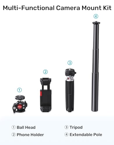 Webcam Tripod Stand, Height Extendable Tripod with 360° Swivel Balhead for Webcam/Camera/Phone, for NexiGo N60 Logitech Webcam C920 C922 C922x C925e C930 C930e C615 Brio 4K with 1/4" Thread