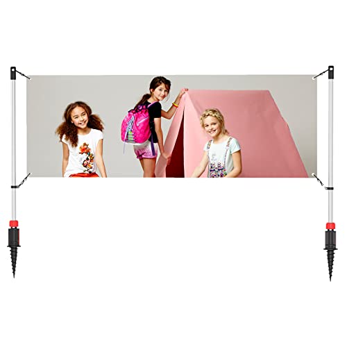 Adjustable Banner Pole Holder with Stake Outdoor Horizontal Banner Post Stand for 10'W X 3'H Banner,Advertising Displays Stand Yard Sign Displays with Carrying Bag (Hardware only)