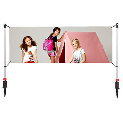 Adjustable Banner Pole Holder with Stake Outdoor Horizontal Banner Post Stand for 10'W X 3'H Banner,Advertising Displays Stand Yard Sign Displays with Carrying Bag (Hardware only)