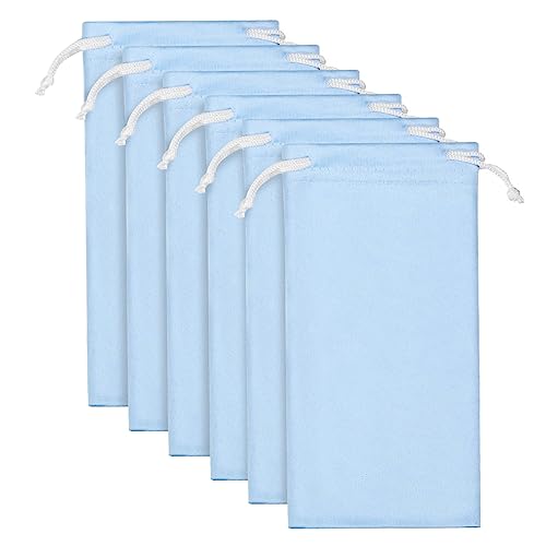 6pcs Eyeglasses Sunglasses Microfiber Pouch Bag, Cell Phone Storage Pouch 7.1" x 3.5" - color: Blue