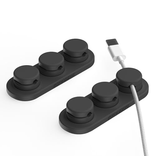 Wrap-It Storage MagnaDock Magnetic Cable Holder - 2-Pack (Black) - Adhesive Cable Clips Cord Organizer Desktop Cord Holder for Nightstand Desk Cable Management - color: Black