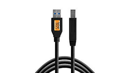 Tether Tools TetherPro USB 3.0 to USB-A to USB-B | for Fast Transfer and Connection Between Camera and Computer | Non-Reflective Black | 15 Feet (4.6 m)
