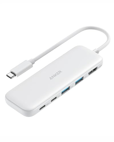 Anker USB C Hub, 5-in-1 USBC to HDMI Splitter with 4K Display, 1 x Powered USB-C 5Gbps & 2×Powered USB-A 3.0 5Gbps Data Ports for MacBook Pro, MacBook Air, Dell and More (White) - color: White