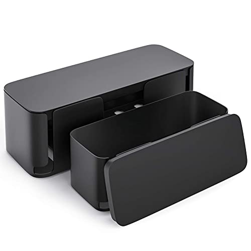 YECAYE 2 Pack Cable Management Box, Pet Friendly Cable Box Organizer for Home & Office, Child-Proof Floor Cord Cover, Cord Management and Cord Hider, Black - color: Black, size: XL+M