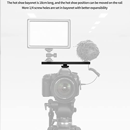 Dual Cold Shoe Extension Bar, Cold Shoe Splitter, 18cm Extension Rail Bracket Bar 1/4" Screw Cold Shoe Mount for Flash Speedlite Video Light Microphone