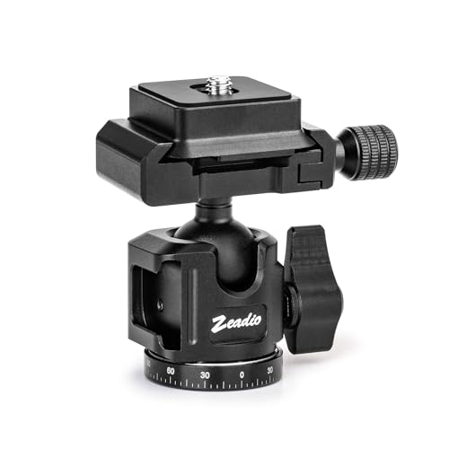 Zeadio Mini Ball Head, All Metal 360° Rotatable Panoramic Tripod Head with Arca Swiss Quick Release Plate, Compact Camera Mount for DSLR Cameras, Monopod, Tripod, Vlogging etc - style: Arca Version