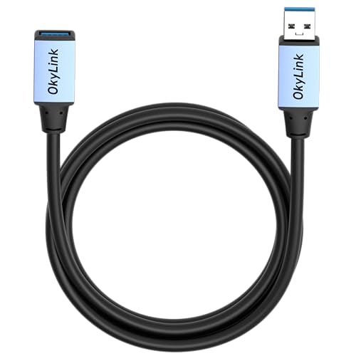 OkyLink USB 3.0/3.2 Gen 1 Extension CableA to A, Male to Female 5Gbps 5ft | 1.5m, with Aluminum Housing, Plug and Play,for Hard Drive, SSD, Printer, PC - color: USB3.0(5Gbps), size: 5ft (1.5m)