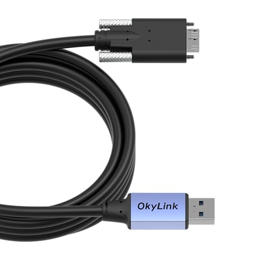 OkyLink USB 3.0 A to Micro-B Cable, 5Gbps, 10ft, Double Screw Lock | 3M, 3.2 Gen 1, Male to Male, for External Hard Drive HDD SSD - color: Screw USB3.0, size: 10ft (3m)