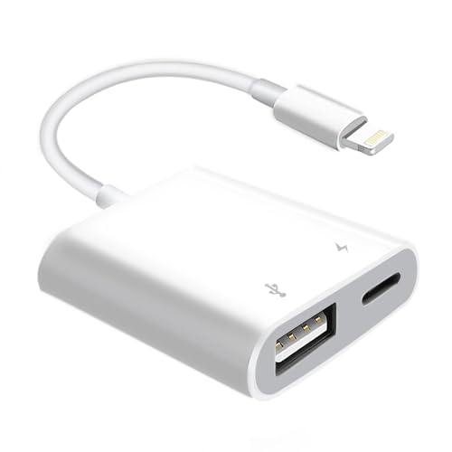 [Apple MFi Certified] Lightning to USB Camera Adapter with Charging Port for iPhone, USB 3.0 Female OTG Cable for iPad to Connect Card Reader USB Flash Drive U Disk Keyboard Mouse Hubs Midi - size: OTG + Charging Port to Lightning