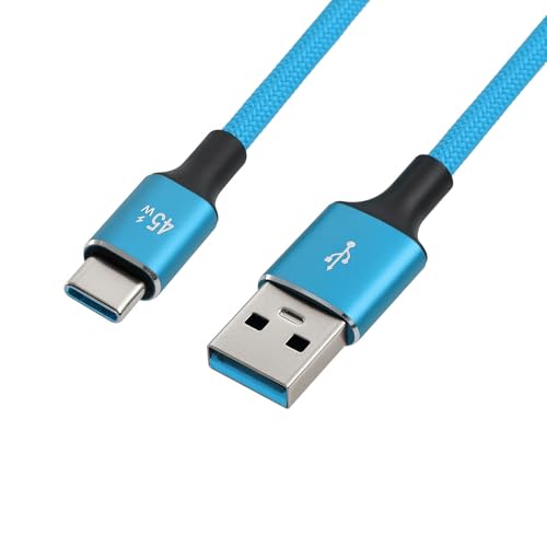 USB C to USB A Cable, High Speed Data Transfer, Ideal for Canon EOS M6 Mark II, Sony A6600, Nikon D5600 D90 D7000 D3100 - color: Blue Braided, style: USB-A to USB-C