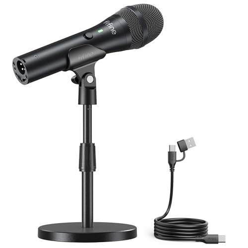 FIFINE USB/XLR Dynamic Microphone for Podcast Recording, Studio Desktop Mic with Mute Button, Height-Adjustable Stand, Windscreen for Vocal, Streaming, Voice Over, Black-AmpliTank TANK2