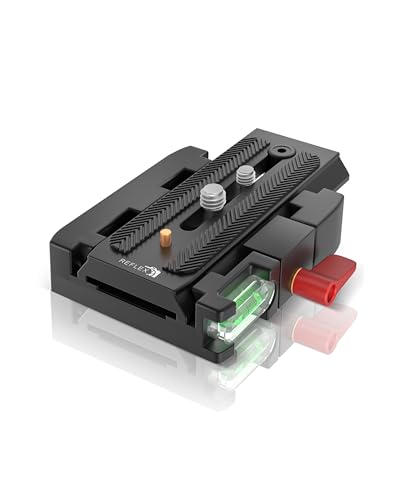 REFLEX CAMERA Professional Quick Release Plate Compatible with Manfrotto 501/500Ah/701HDV/503HDV/Q5 Heads, 15kg Load Capacity, 1/4” & 3/8” Screws, Bubble Level – Ideal QR Plate for Camera Stability