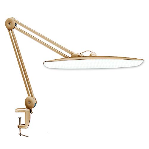 LED Desk Lamp with Clamp, Dimming Task Lamp for Reading Desktop Office Workbench Table Architect Sewing Study Home Craft, 117PCS LEDs, 2200 Lumens 20 Inch Metal Swivel Arm Work Lamp (Gold) - size: GOLD-NonCCT-Non Protective