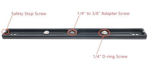 PU-350 350mm Universal Long Quick Release Plate Dual Dovetail Slide Rail with D-Ring Screw for Ball Head Tripod Mount DSLR Camera Arca Swiss Compatible