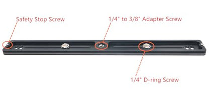 PU-350 350mm Universal Long Quick Release Plate Dual Dovetail Slide Rail with D-Ring Screw for Ball Head Tripod Mount DSLR Camera Arca Swiss Compatible